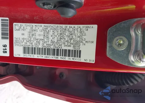 2010 Toyota Tacoma Prerunner V6 z USA, uszkodzony, nr VIN 3TMJU4GNXAM101322